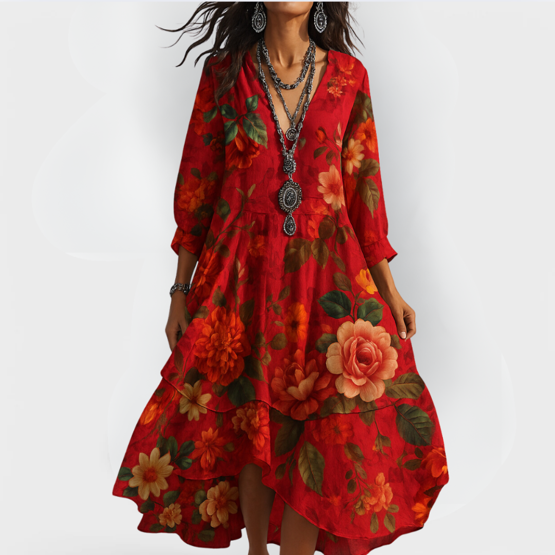 Abigail | Women Vintage Boho V-Neck Summer Dress