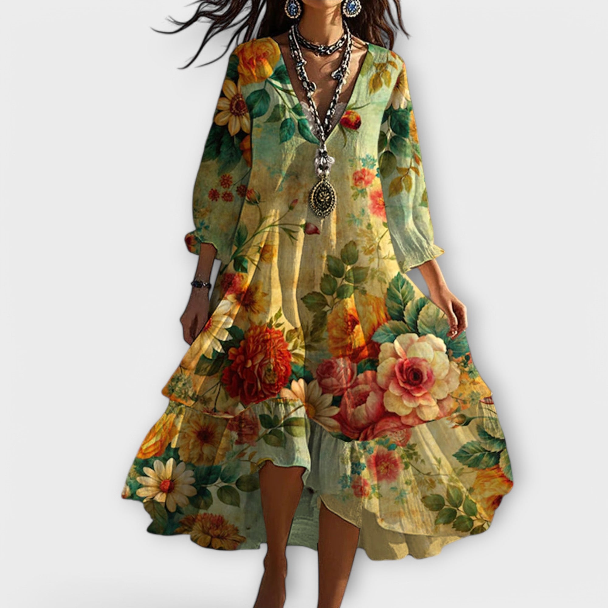 Abigail | Women Vintage Boho V-Neck Summer Dress